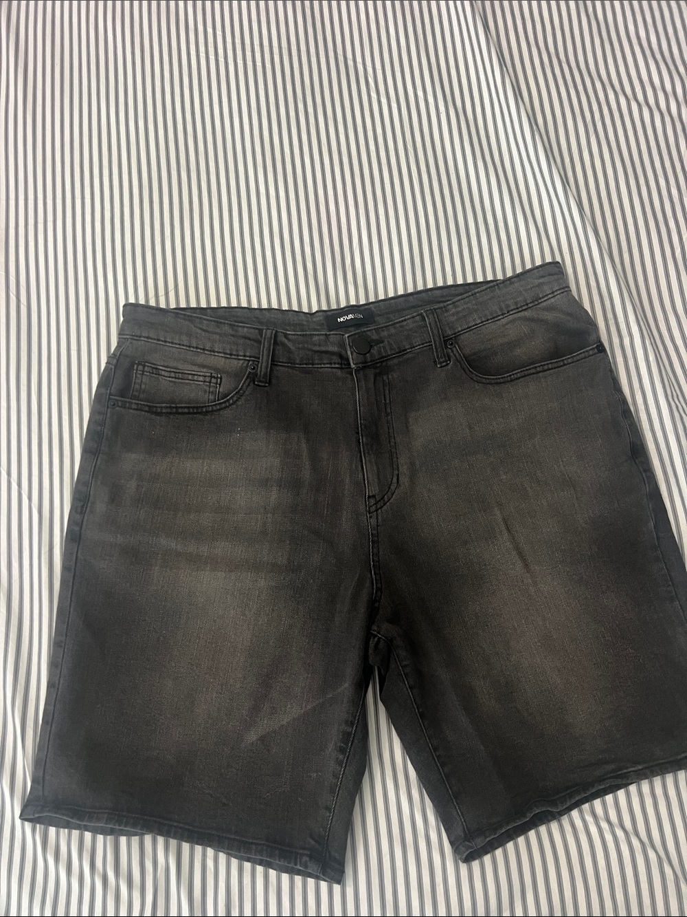 Fashion Nova Men's Washed Black Denim Shorts